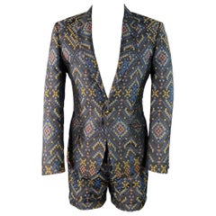 MATTHEW WILLIAMSON Taille S Combinaison short en soie polyester texturée noire et multicolore