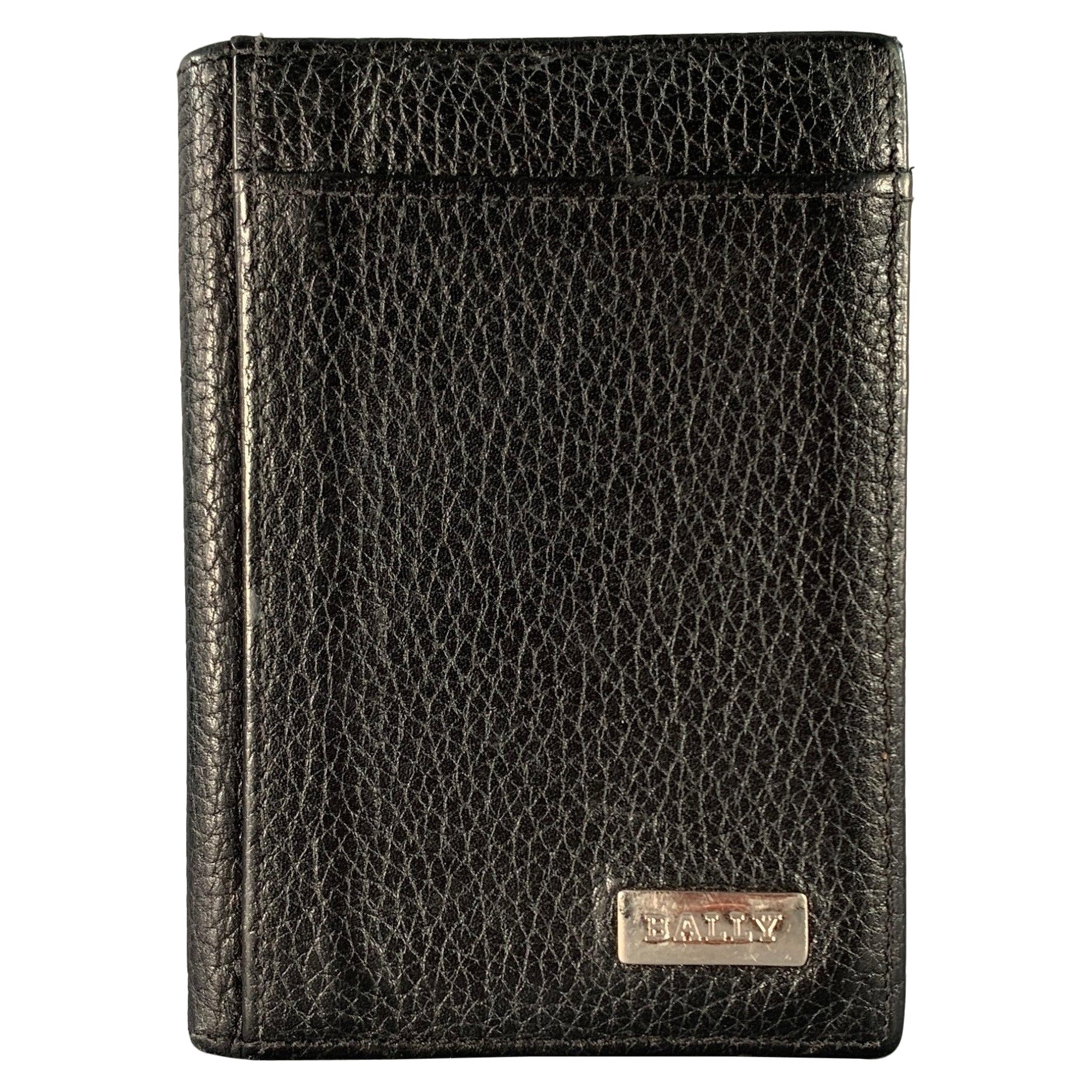 BALLY Black Leather Bifold Wallet For Sale