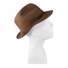Neiman Marcus Taille 7.5 Weekender Brown Fur Blend Felt Fedora Hat
