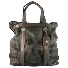 DOLCE & GABBANA Sac à dos de nuit en cuir perforé noir et marron