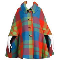 1960s George Richards Vintage Plaid Cape Coat