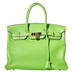 Hermes 35 Birkin green fluo bag