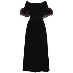 1960s Oscar de la Renta Vintage Dress with Fox Fur Cuffs