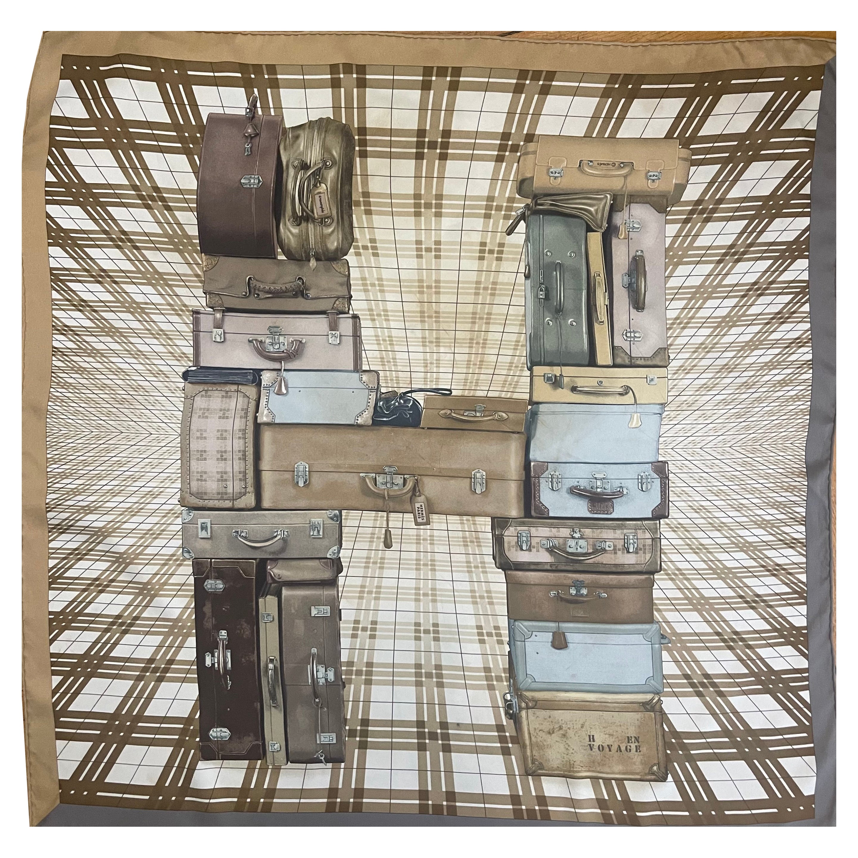 Hermès 70cm Silk Scarf "H En Voyage" 2009 For Sale