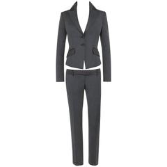 ALEXANDER McQUEEN S/S 2001 "Voss" 2 Pc "Bumster" Charcoal Gray Blazer Pants Suit 10