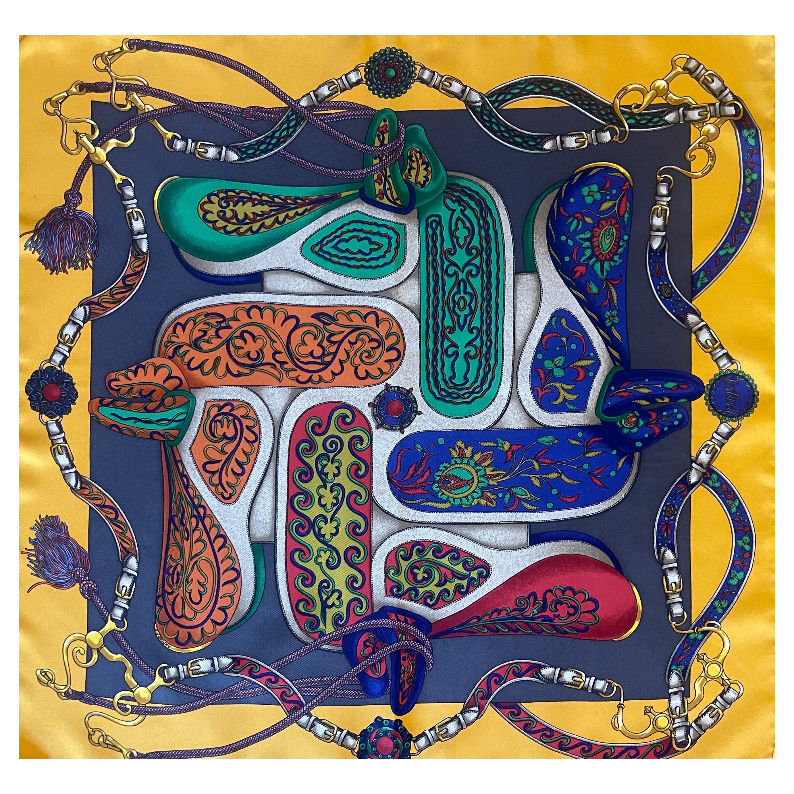 Hermès Gavroche Scarf "Festival" 1992 For Sale