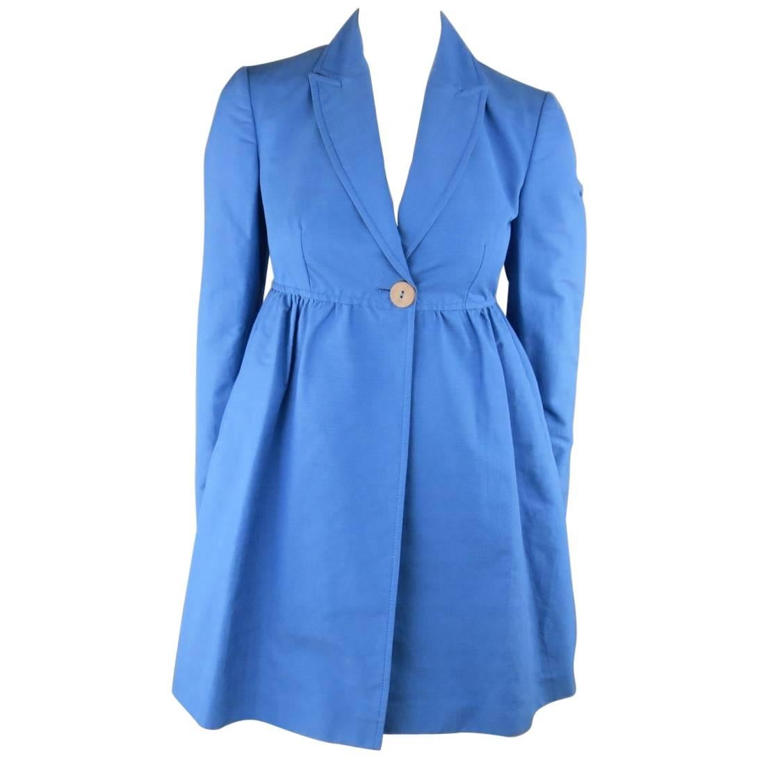 STELLA McCARTNEY Size 6 Blue Peak Lapel Empire Waist Full Skirt Coat