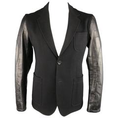 Men's GUCCI 40 Black Wool Blend Motorcycle Jacket Sleeve Sport Coat