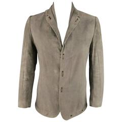 Men's ISAAC SELLAM M Light Taupe Suede Hook Eye CLosure Sport Coat Jacket