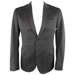 Men's GUCCI by Tom Ford 42 Regular Black Cotton Top Stitch Detailed Sport Coat