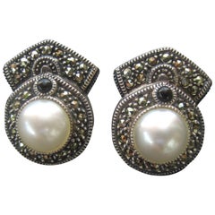 Judith Jack Opulent Sterling Marcasite Pear Clip Earrings 