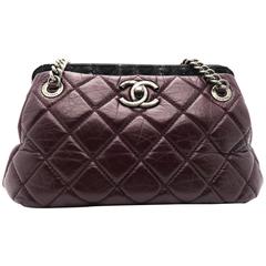 Chanel Burgundy Quilted Aged Calf Leather SHW Chain Shoulder Bag