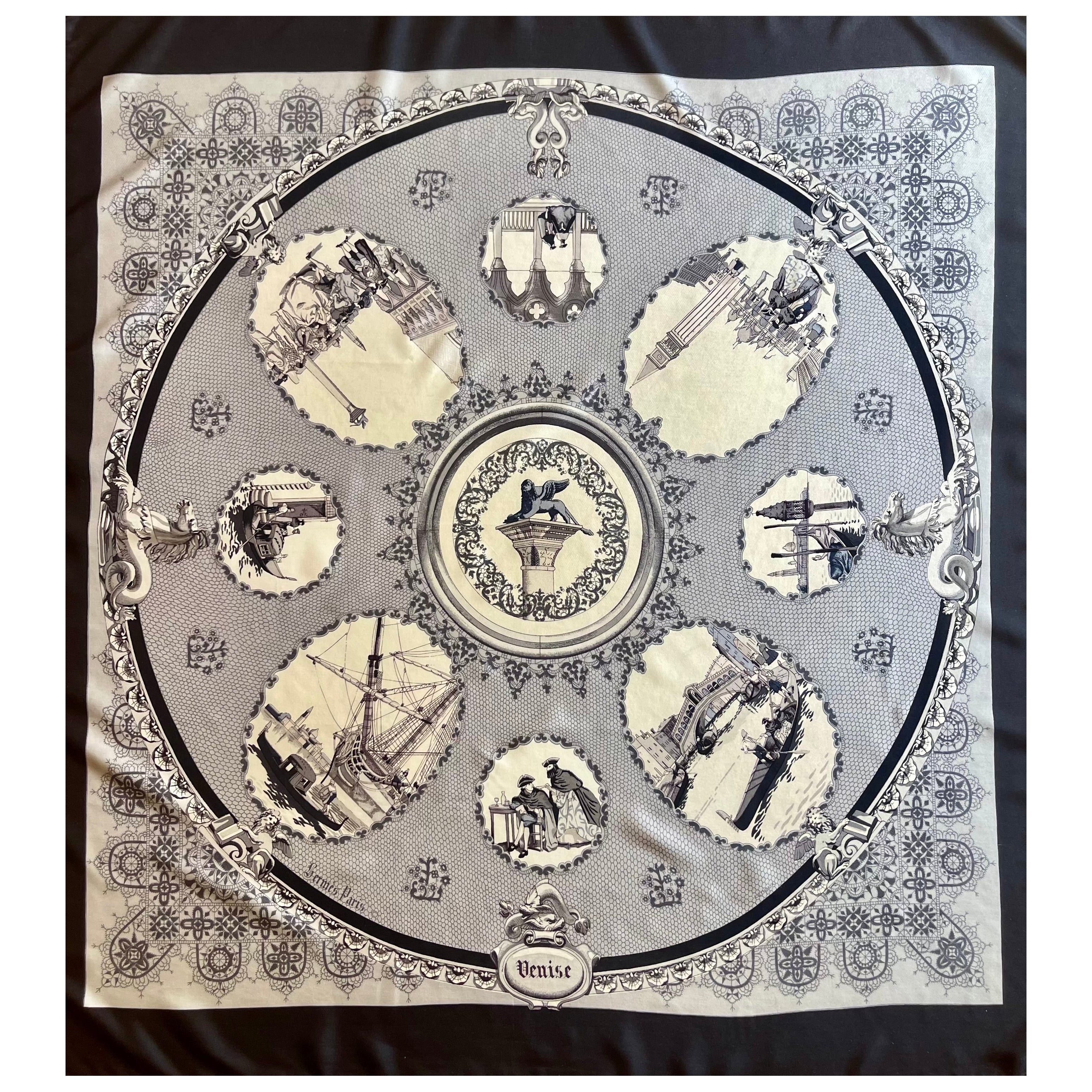 Hermès Silk Scarf « Venise » 1970 For Sale