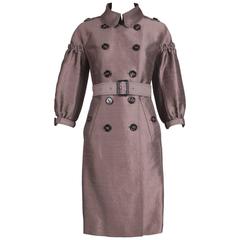Burberry Porsum Mocha Trench Coat w/Puffed 3/4 Sleeves & Belt