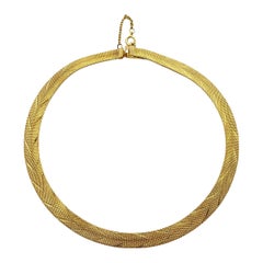 Gold Plated Egyptian Revival Chevron Collar Necklace circa 1980s