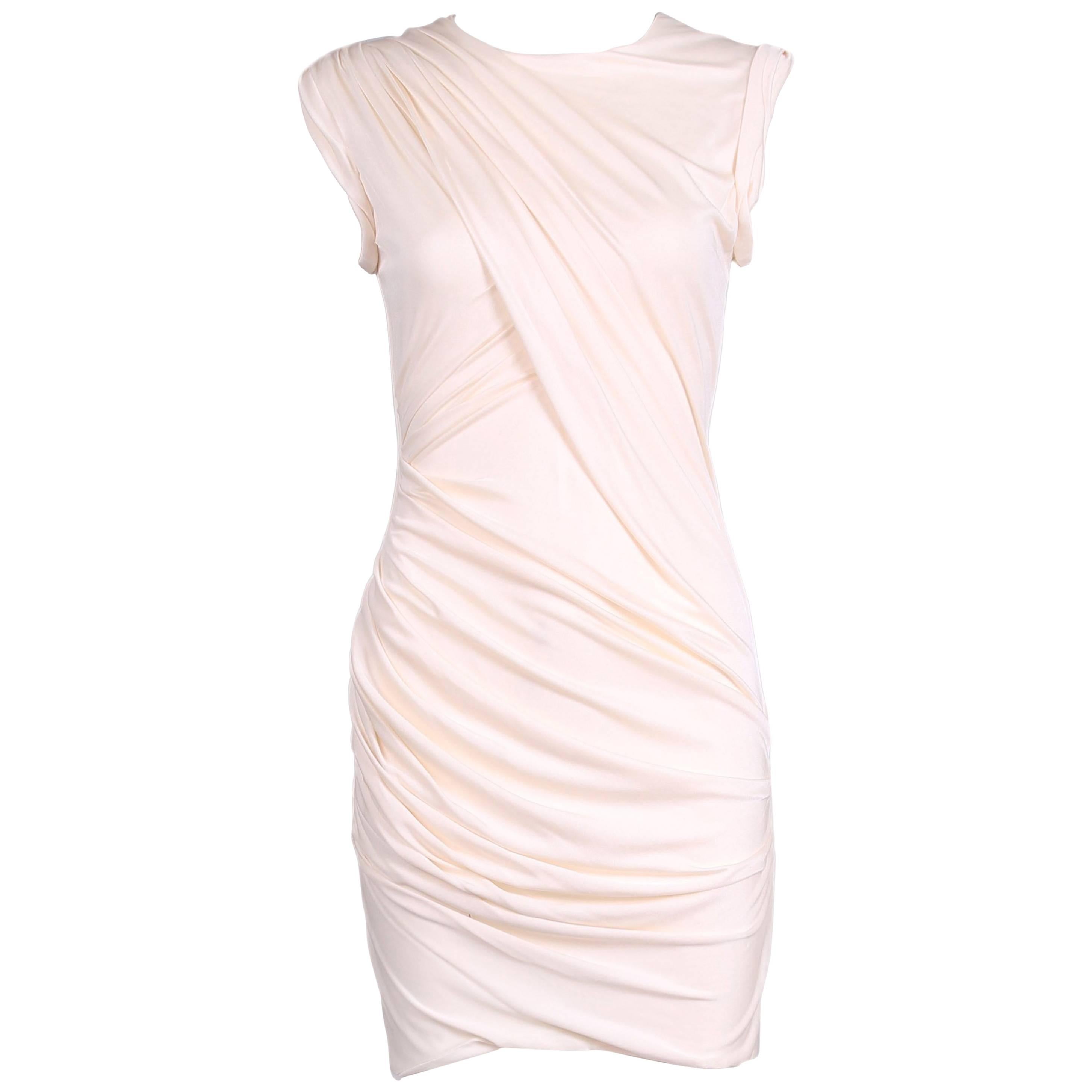 Alexander Wang Creme-Colored Stretch Draped Sleeveless Mini Dress For Sale