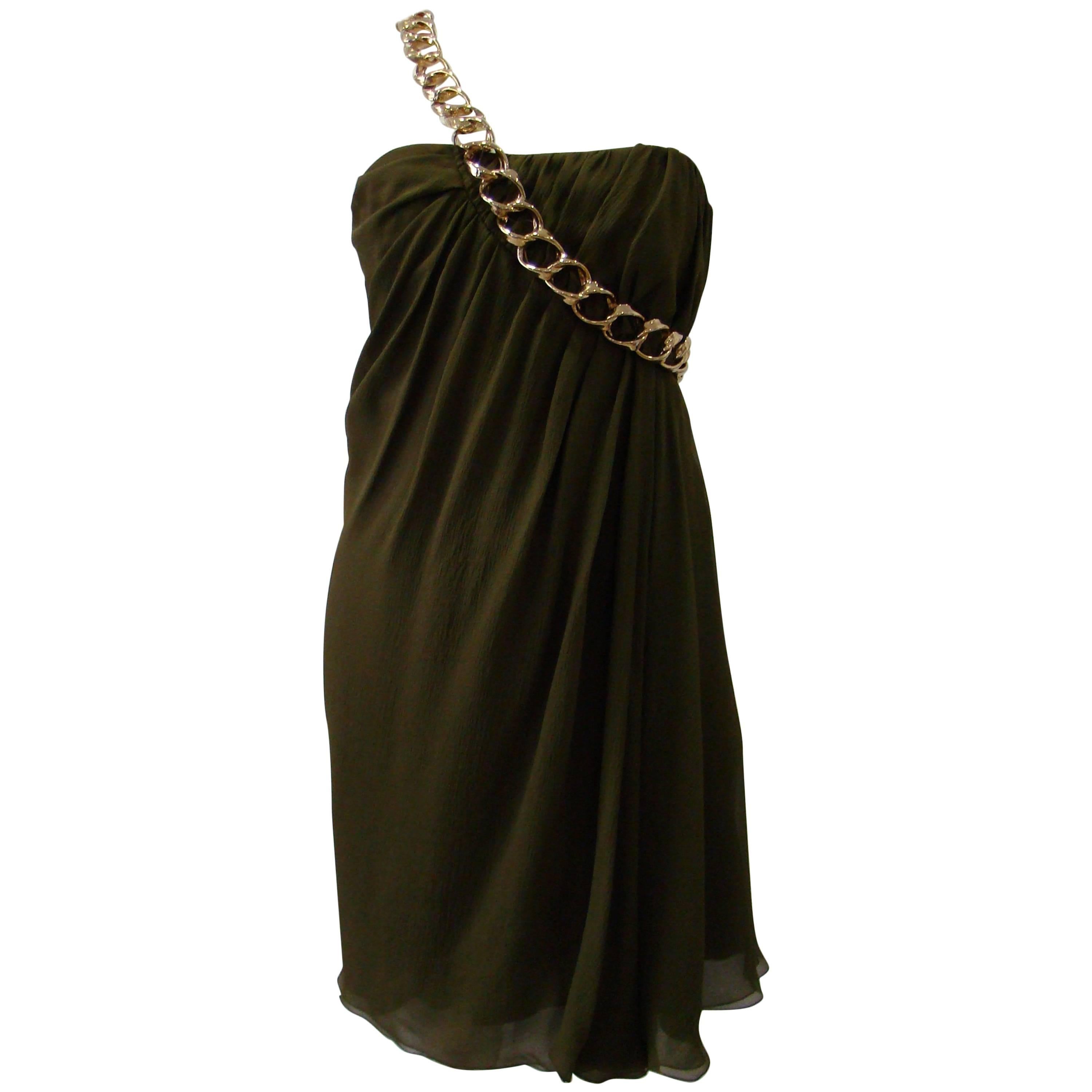 Pierre Balmain Silk Chain Detail Cocktail Dress For Sale