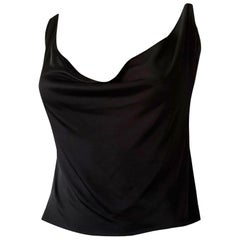GUCCI By TOM FORD Vintage 2001 Black Draped Open-Back Top w/Leather Strap