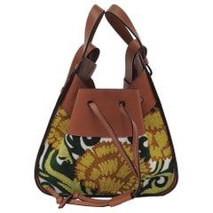 Loewe x William de Morgan Hammock Mini Tan Brown Yellow Flower Embroidery