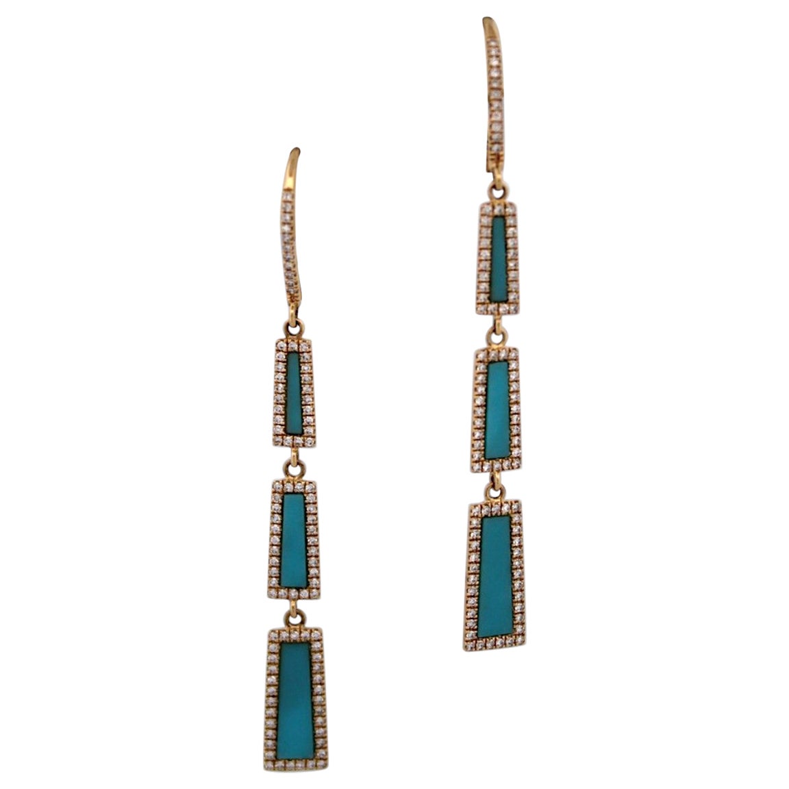 Hippolyta  14k Yellow Gold Leverback Earrings – .78 ct Turquoise For Sale