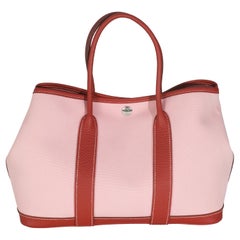 Hermès Rose Sakura Rouge Duchesse Toile Militaire Vache Country Garden Party 30