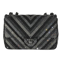 Chanel Black Strass CC Chevron Mini Flap Bag