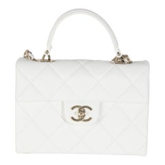 Chanel White Quilted Caviar Retro Twist Mini Flap Bag