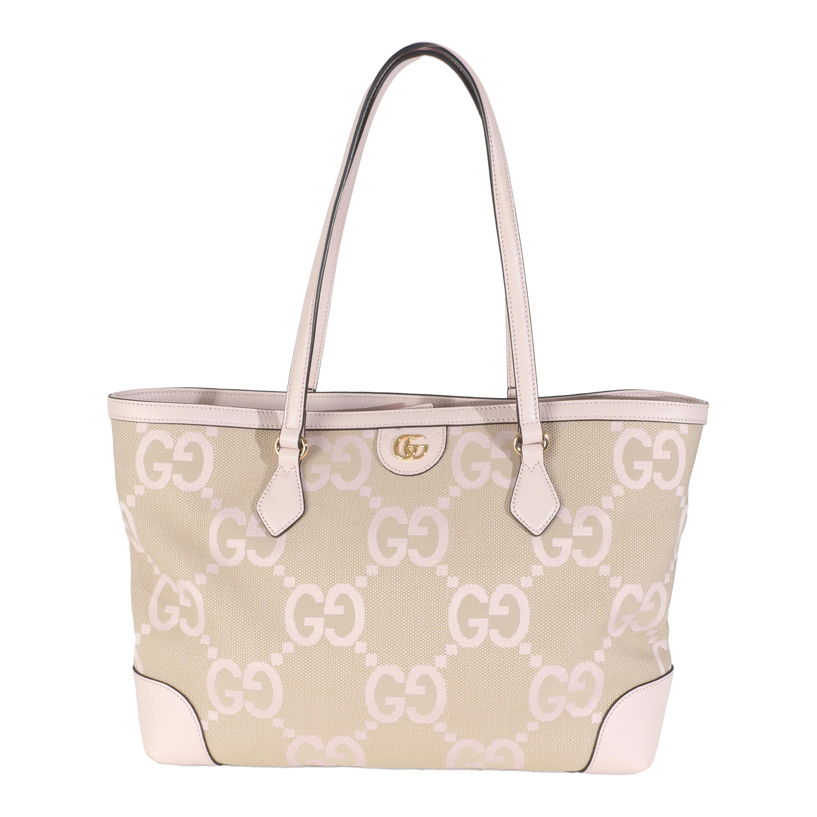 Gucci Pink Monogram Jumbo GG Textured Calfskin Medium Ophidia Shopping Tote en vente
