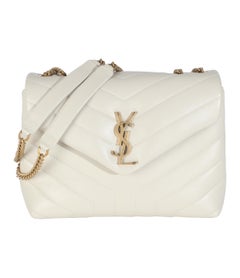 Saint Laurent Crema Weiches Kalbsleder Y Gesteppt Kleine Loulou Kette Satchel
