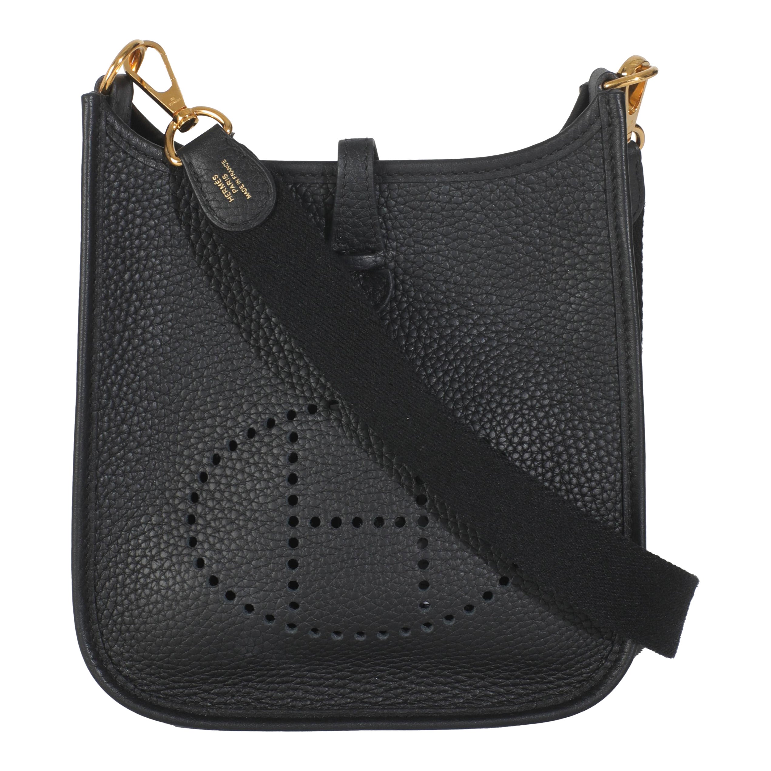 Hermès Schwarz Clemence Mini Evelyne TPM 16 GHW im Angebot