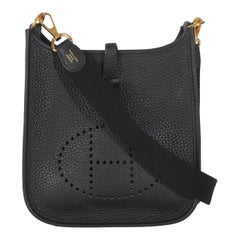 Hermès Schwarz Clemence Mini Evelyne TPM 16 GHW