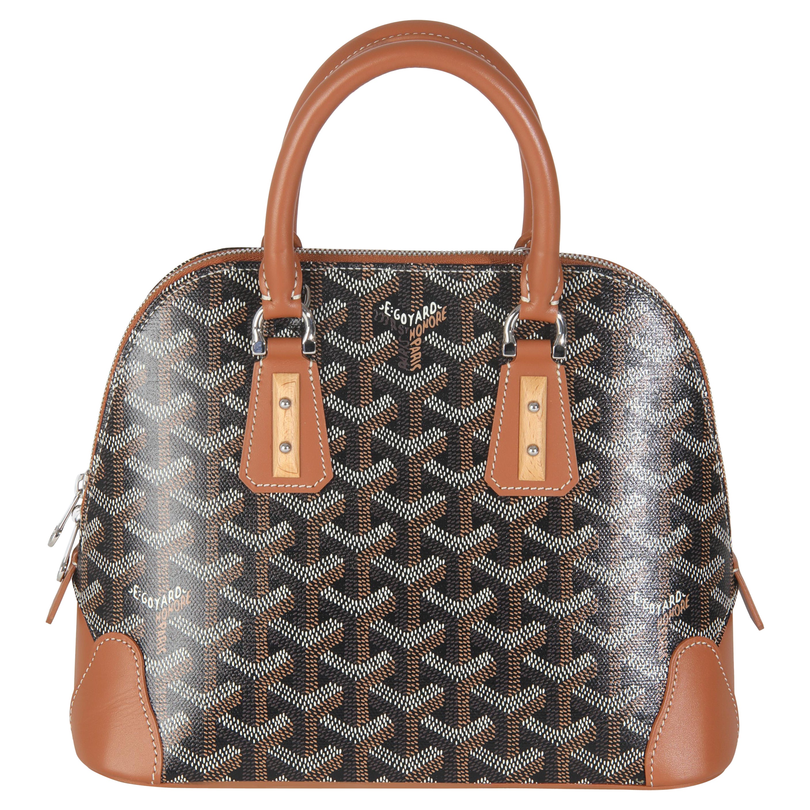 Goyard Tan Schwarz Goyardine Canvas Mini Vendome im Angebot