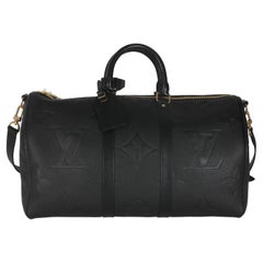 Louis Vuitton Black Monogram Empreinte Giant Keepall Bandouliere 45