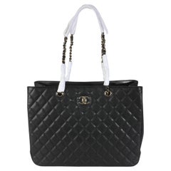 Chanel 24A Black Quilted Caviar Large Classic Shopping Tote Bag