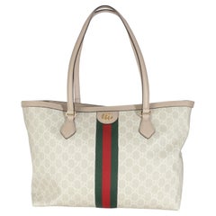 Gucci White GG Supreme Canvas Medium Ophidia Tote