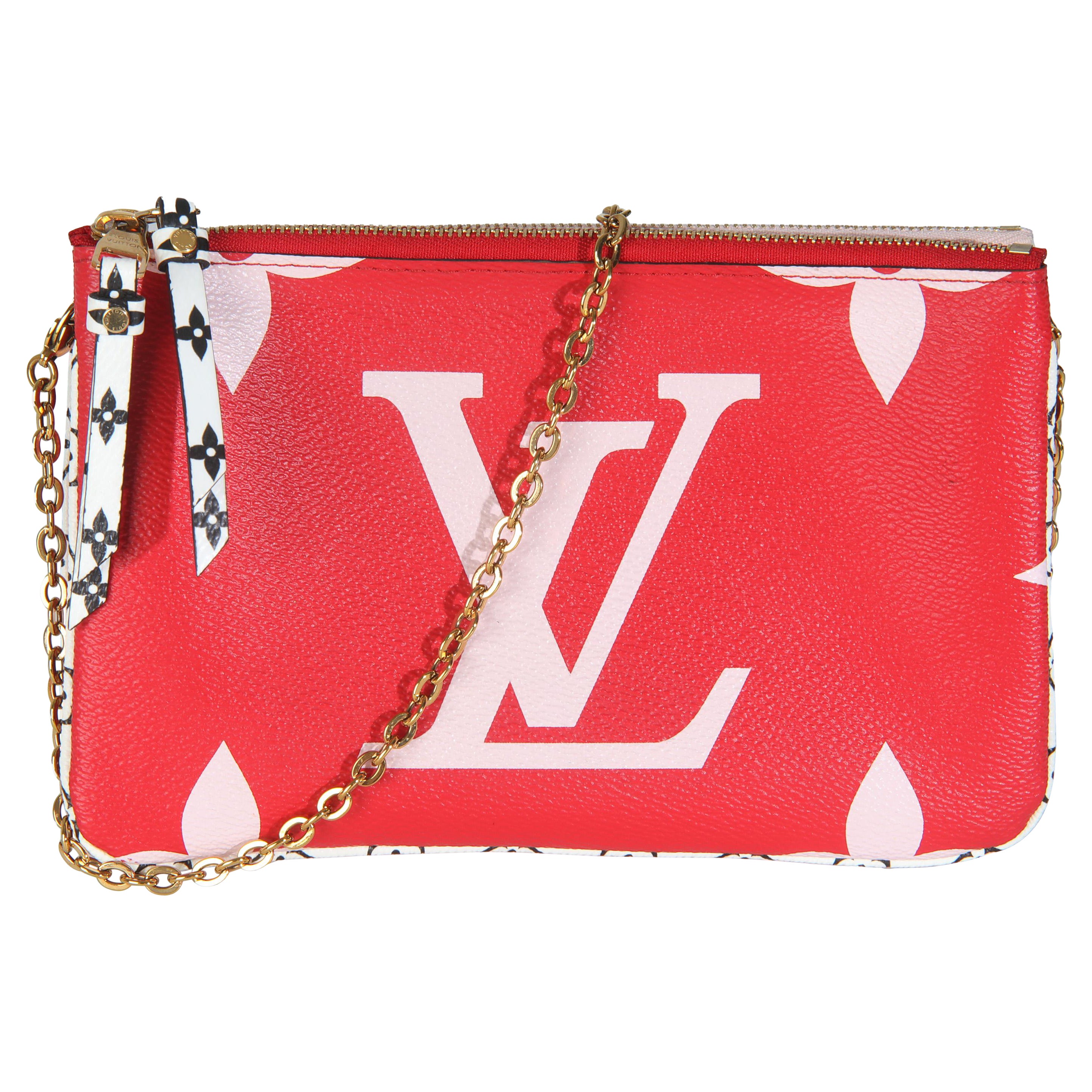 Louis Vuitton Rouge Monogram Giant Canvas Double Zip Pochette For Sale