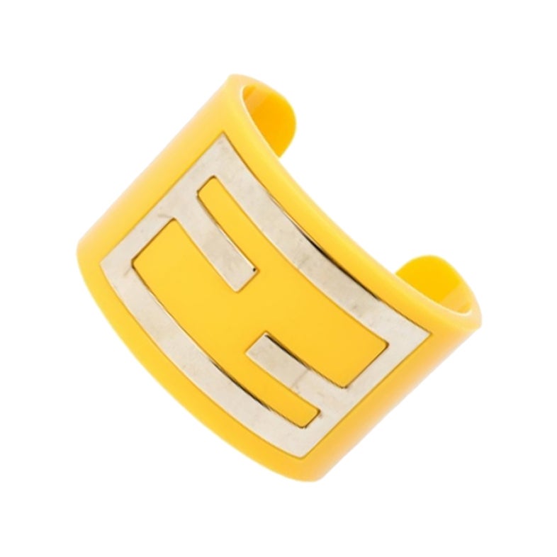 Fendi Yellow Resin Zucca Cuff Bracelet For Sale