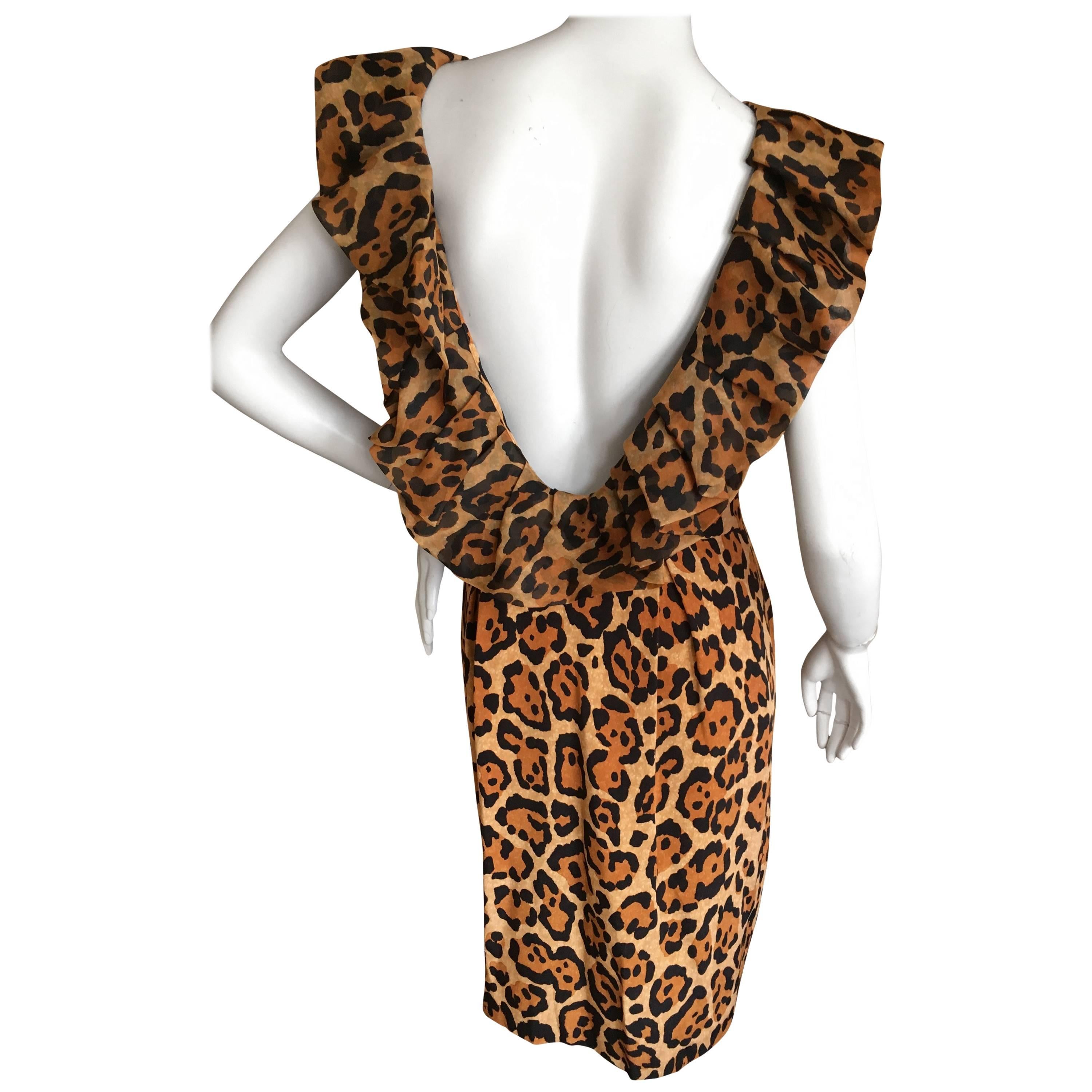 Christian Dior Backless Ruffled Leopard Print Cocktail Dress by John Galliano For Sale