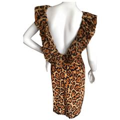 Christian Dior Backless Ruffled Leopard Print Cocktail Dress by John Galliano