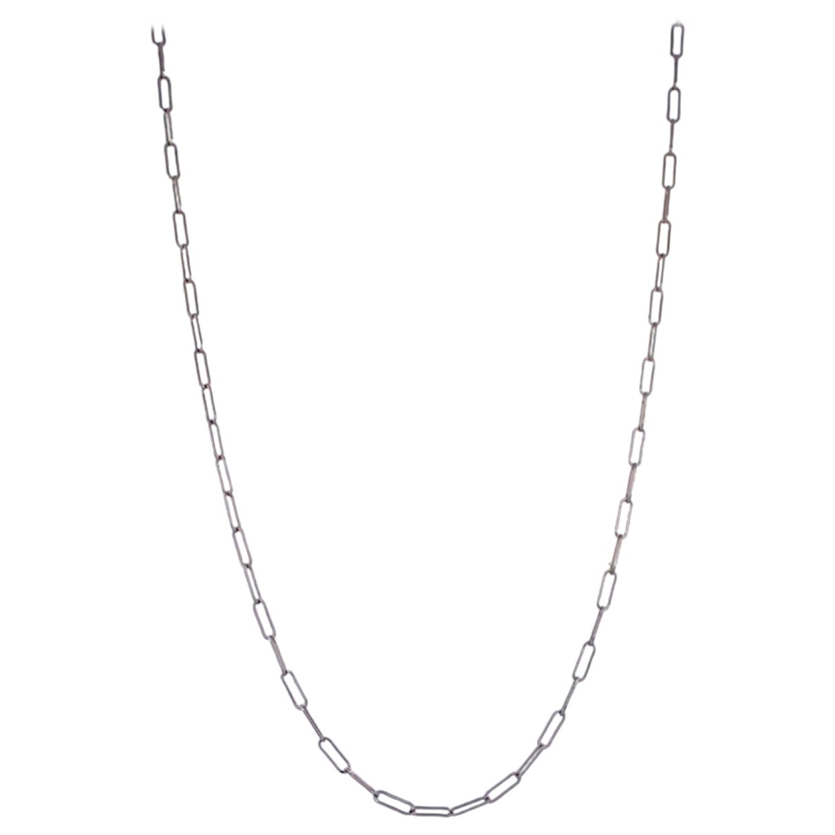 Diantha  18k White Gold Paperclip Chain – 18" with Lobster Clasp For Sale