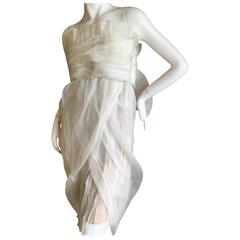 Gianfranco Ferre Ethereal Sheer Ivory Dress with Bold Bow Back