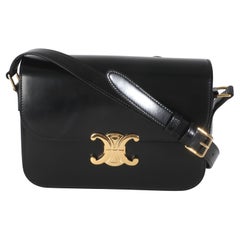 Celine Black Shiny Calfskin Medium Triomphe Bag