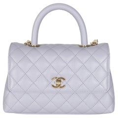 Chanel 21K Purple Quilted Caviar Mini Coco Handle Flap Bag