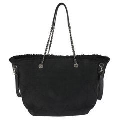 Chanel Black Canvas Small Double Face Deauville Tote