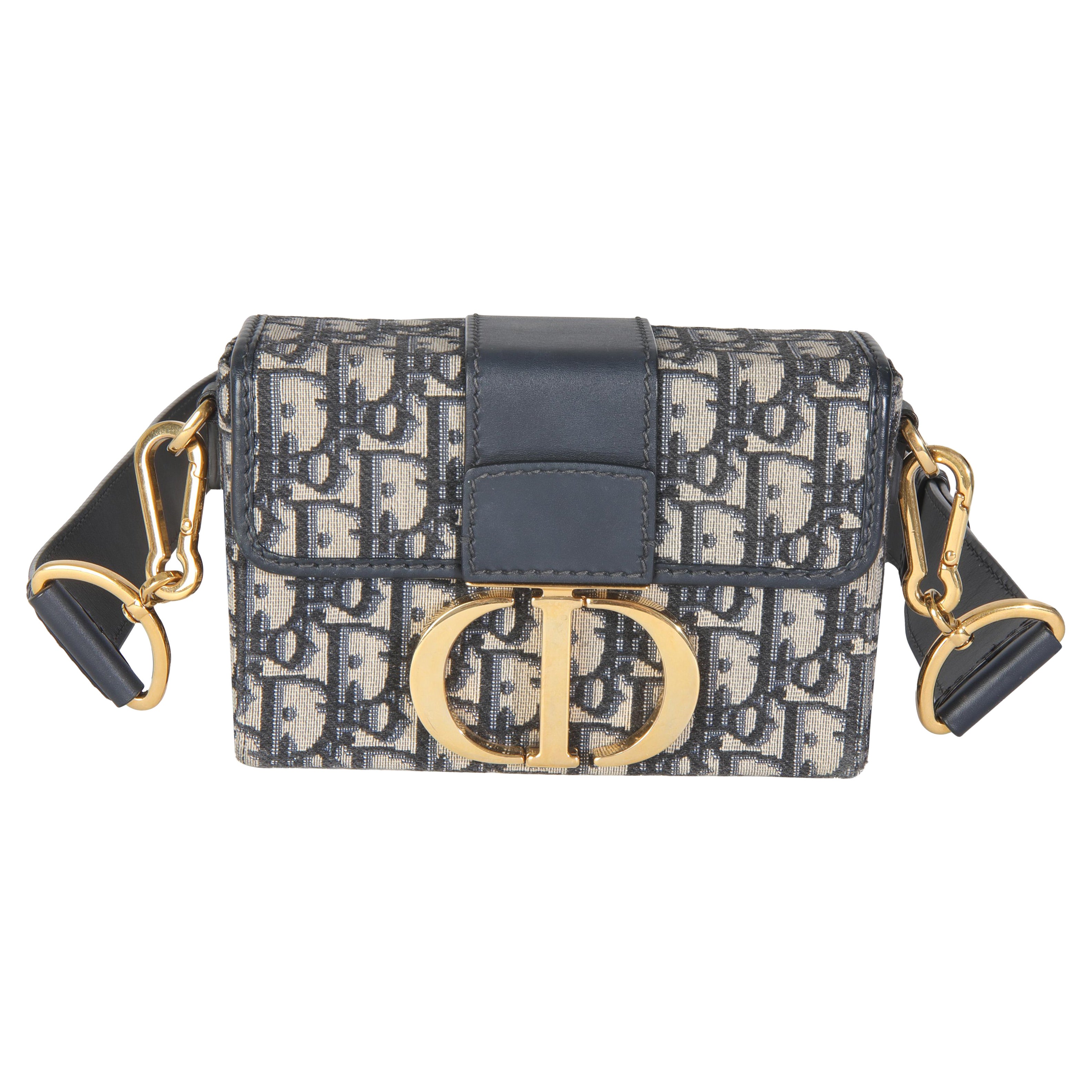 Christian Dior Bolso Caja 30 Montaigne Lienzo Oblicuo Azul en venta