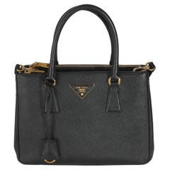 Prada Schwarz Saffiano Galleria Small Double Zip Tote