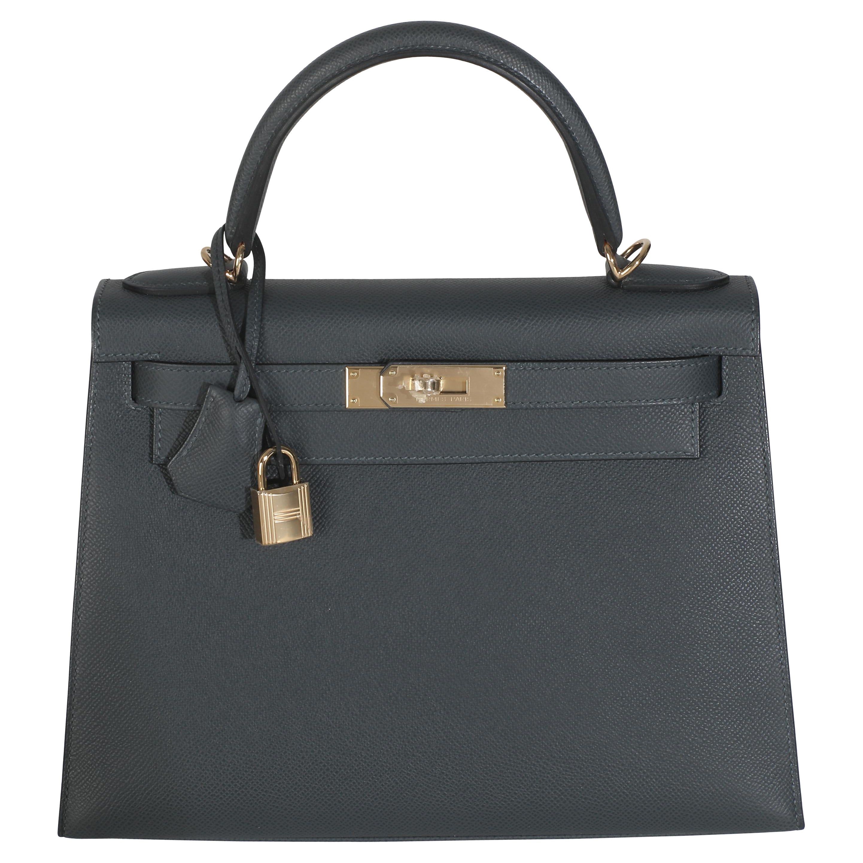 Hermès Gris Misty Epsom Sellier Kelly 28 PBHW For Sale