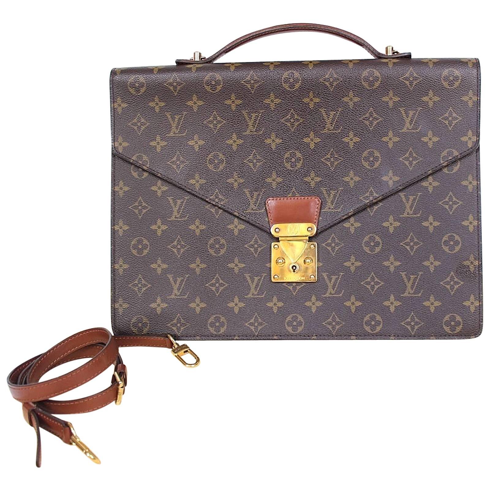 100% Authentic Louis Vuitton Monogram Monceau Briefcase Brown Satchel 