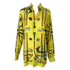 Hermes Cannes & Pommeaux By Franoise De La Perriere Silk Twill Mens Shirt    17