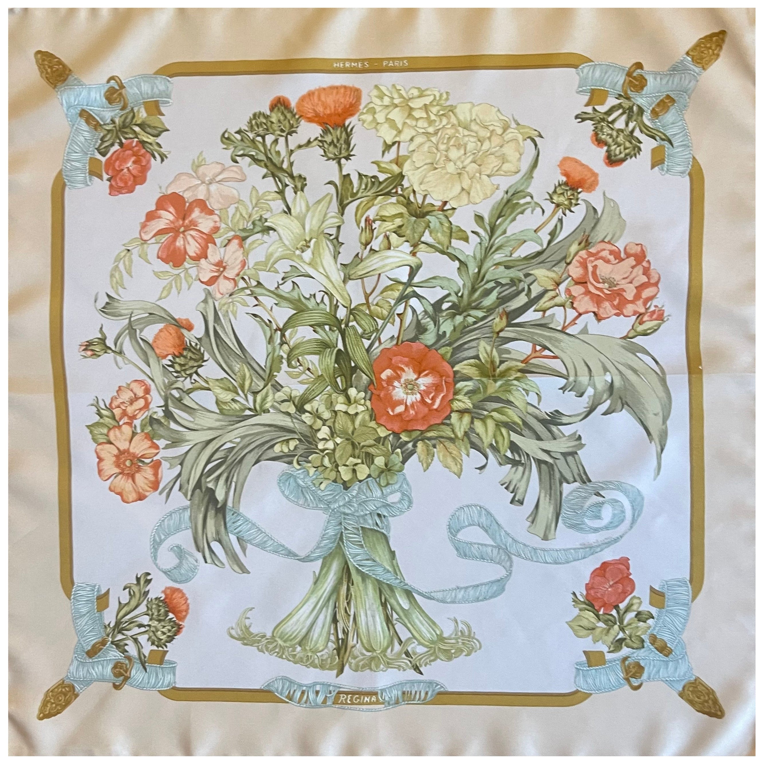 Hermès Gavroche Silk Scarf “Regina” 1997 For Sale